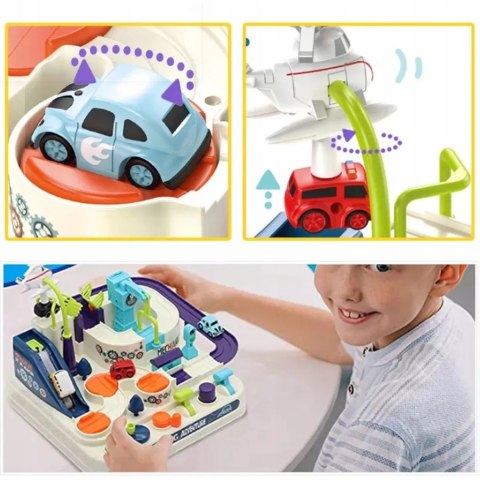 Interaktywny tor przeszkód samochodowy zjeżdżalnia helikopter 4 auta 802A