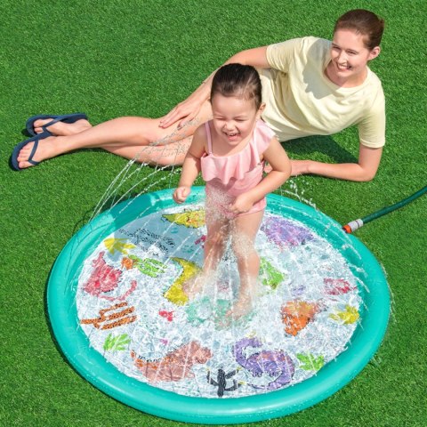 Brodzik mata wodna fontanna 122cm zraszacz dino ślizgawka Bestway 52698