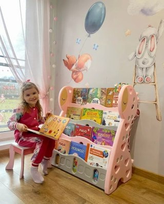 REGAŁ MONTESSORI NA KSIĄŻKI PÓŁKA SZAFKA ORGANIZER POKÓJ DZIECIĘCY ŻYRAFKA RÓŻOWY Z33R