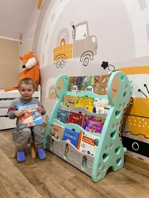 REGAŁ MONTESSORI NA KSIĄŻKI PÓŁKA SZAFKA ORGANIZER POKÓJ DZIECIĘCY ŻYRAFKA ZIELONY Z33