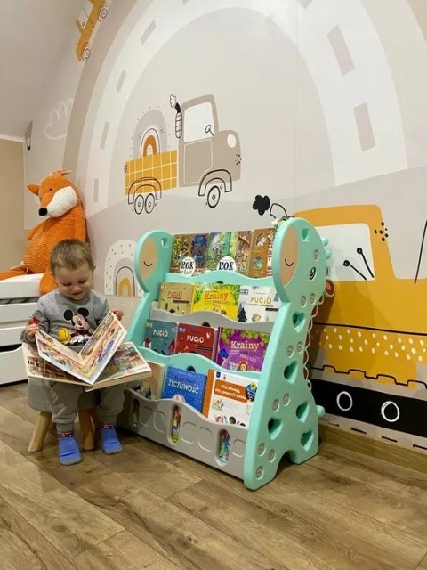 REGAŁ MONTESSORI NA KSIĄŻKI PÓŁKA SZAFKA ORGANIZER POKÓJ DZIECIĘCY ŻYRAFKA ZIELONY Z33