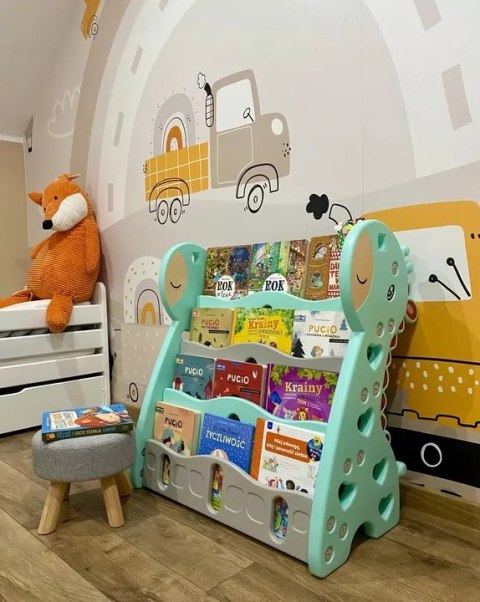REGAŁ MONTESSORI NA KSIĄŻKI PÓŁKA SZAFKA ORGANIZER POKÓJ DZIECIĘCY ŻYRAFKA ZIELONY Z33