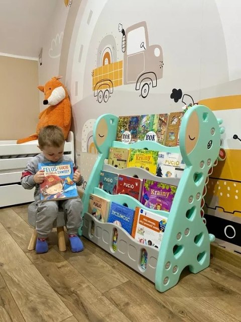 REGAŁ MONTESSORI NA KSIĄŻKI PÓŁKA SZAFKA ORGANIZER POKÓJ DZIECIĘCY ŻYRAFKA ZIELONY Z33