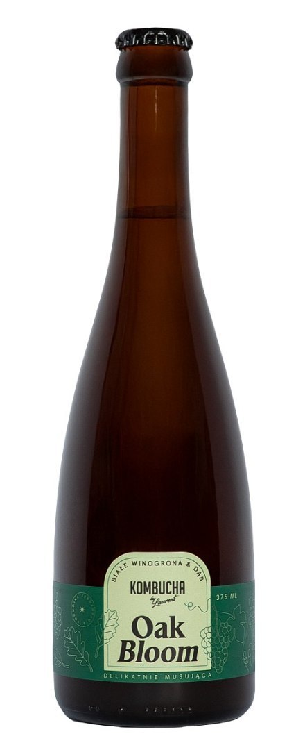 KOMBUCHA OAK BLOOM NA PŁATKACH DĘBU O SMAKU BIAŁYCH WINOGRON BIO 375 ml - KOMBUCHA BY LAURENT