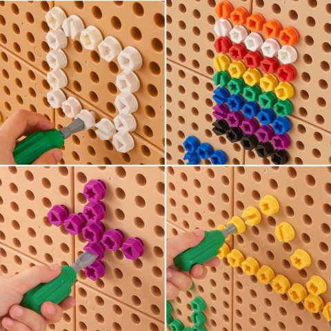MASTERKIDZ Wolnostojąca Ściana STEM + Akcesoria Kołki Tace Klocki Narzędzia