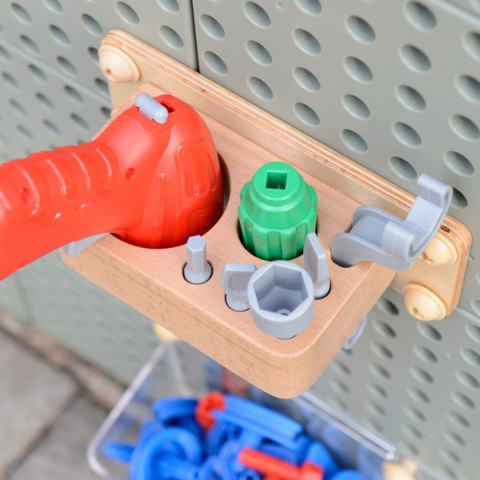 MASTERKIDZ Wolnostojąca Ściana STEM + Akcesoria Kołki Tace Klocki Narzędzia