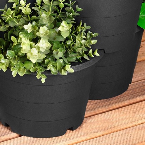 Doniczka ogrodowa plastikowa czarna kaskadowa piętrowa 4 szt.