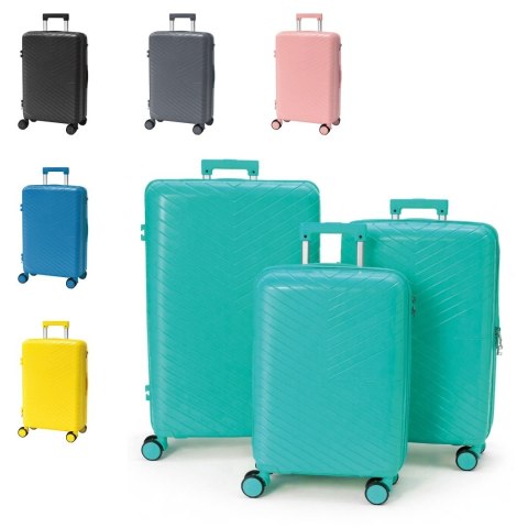 Walizki podróżne na kółkach twarde usztywniane komplet 3 sztuk walizek turystyczych