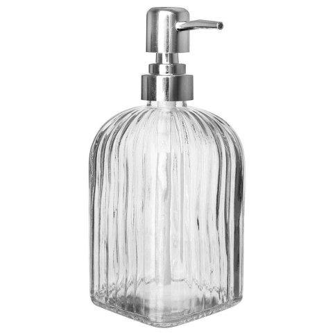 Dozownik do Mydła ORION 550 ml Szklany Przezroczysty Ryflowany z Pompką