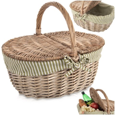 Kosz piknikowy wiklinowy zamykany 42x32x35 cm