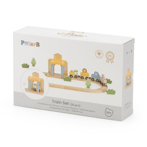 Viga PolarB Drewniany Zestaw Kolejowy 30 el.