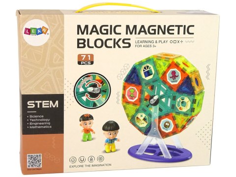 ND24_14644 Klocki Magnetyczne Budowle 3D Diabelski Młyn Karuzela 71 Elementów 5905515350990
