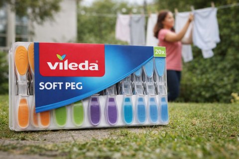 Klamerki Do Prania Vileda Soft Pegs Mocne Miękki Uchwyt Kolorowe 20 Szt.