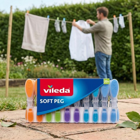 Klamerki Do Prania Vileda Soft Pegs Mocne Miękki Uchwyt Kolorowe 20 Szt.