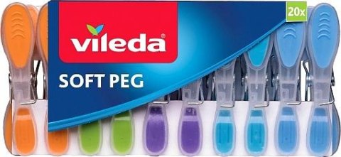 Klamerki Do Prania Vileda Soft Pegs Mocne Miękki Uchwyt Kolorowe 20 Szt.