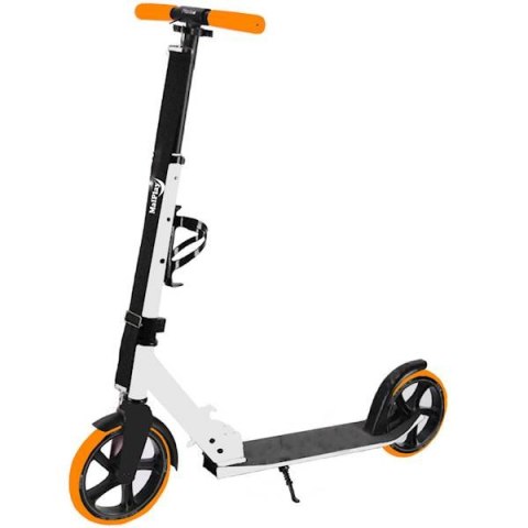 ND21_110061 Hulajnoga biało-pomarańczowa składana z paskiem