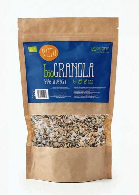 GRANOLA KETO BEZ DODATKU CUKRÓW BIO 300 g - PAPAGRIN