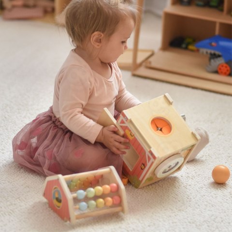TOOKY TOY Drewniana Stodoła Aktywności Sorter Liczydło Montessori