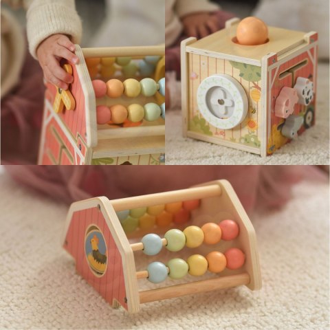 TOOKY TOY Drewniana Stodoła Aktywności Sorter Liczydło Montessori