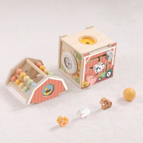 TOOKY TOY Drewniana Stodoła Aktywności Sorter Liczydło Montessori