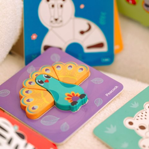 WOOPIE GREEN Układanka Drewniana Klocki Zwierzątka Montessori FSC 34el.