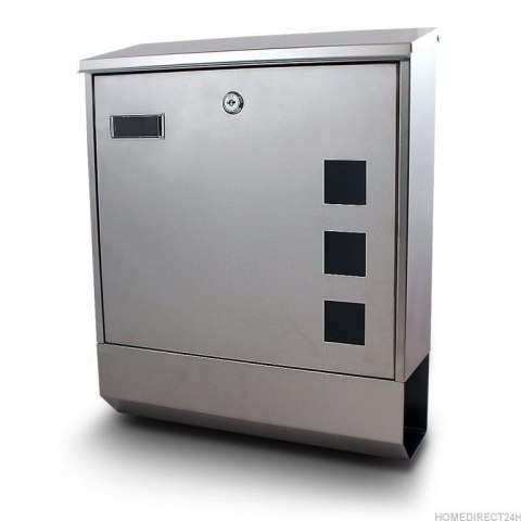 NOWOCZESNA METALICZNA SKRZYNKA POCZTOWA NA LISTY Z GAZETNIKIEM INOX