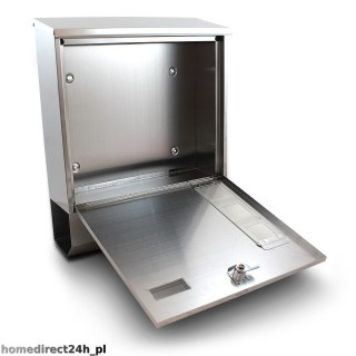 NOWOCZESNA METALICZNA SKRZYNKA POCZTOWA NA LISTY Z GAZETNIKIEM INOX