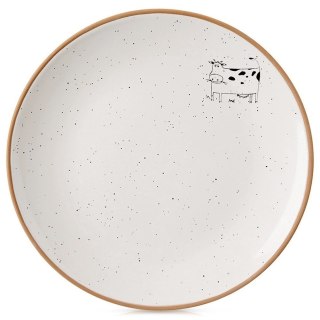 Talerz Deserowy Ceramiczny Beżowy 20 cm ORION Krowa Efektowny Dekor