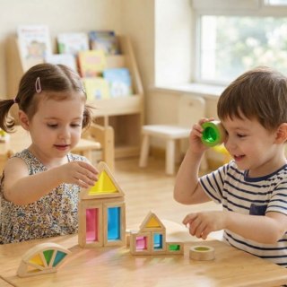 TOOKY TOY Drewniane Kolorowe Klocki Lustra Zestaw 8 el. FSC