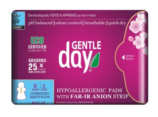 PODPASKI HIGIENICZNE Z PASKIEM ANIONOWYM NA NOC 8 szt. - GENTLE DAY