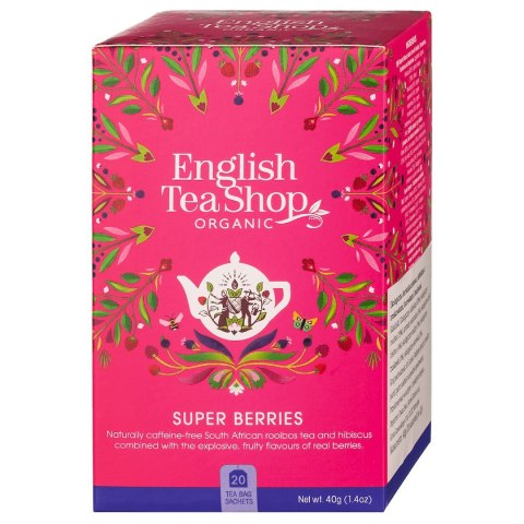 HERBATKA Z HIBISKUSEM, ROOIBOS, TRUSKAWKAMI, BORÓWKAMI I MALINAMI BIO (20 x 2,25 g) 45 g - ENGLISH TEA SHOP ORGANIC