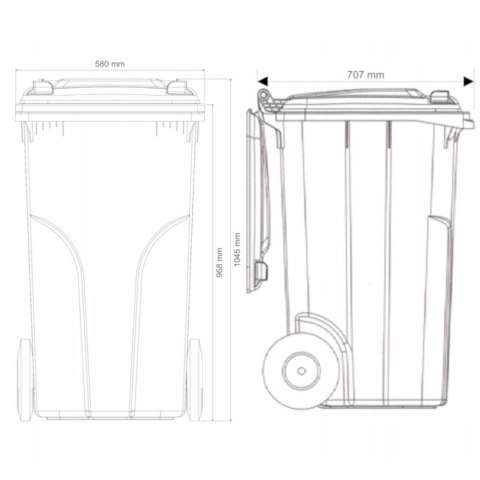 Pojemnik kubeł na odpady i śmieci ATESTY Europlast Austria - czerwony 240L