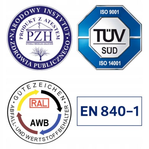 Pojemnik kubeł na odpady i śmieci ATESTY Europlast Austria - niebieski 120L