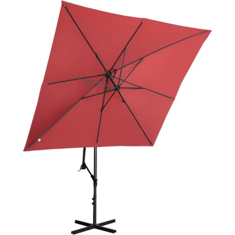 Parasol ogrodowy na wysięgniku kwadratowy 250 x 250 cm bordowy