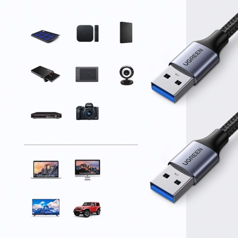 Wytrzymały kabel przewód w oplocie USB 3.0 5Gb/s 0.5m szary