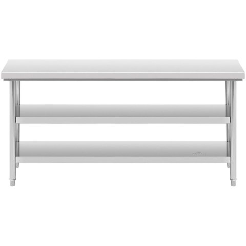 Stół blat roboczy centralny stalowy 2 półki 180 x 60 cm