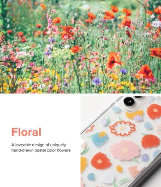 Pancerne etui pokrowiec z żelową ramką Galaxy S22+ Fusion Design Floral przezroczysty