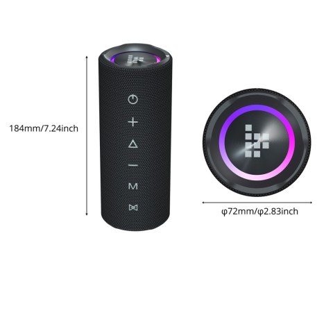 Głośnik przenośny Bluetooth Mirtune C2 24W + kable USB-C AUX - czarny