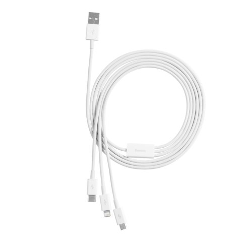 3w1 Kabel przewód Superior Series USB-A - USB-C / Lightning / micro USB 3.5A 1m - biały
