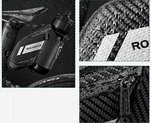 Torba rowerowa pod siodełko z kieszonką na butelkę bidon 1.5l - czarna