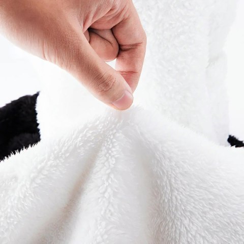 Ciepła kominiarka zimowa z futerka Panda dla dzieci i dorosłych rozmiar L - czarna/biała