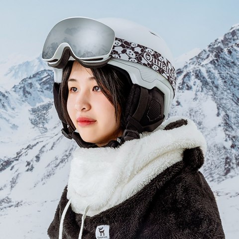 Ciepła kominiarka zimowa z futerka Panda dla dzieci i dorosłych rozmiar M - czarna/biała