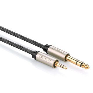 Kabel przewód audio TRS mini jack 3.5mm - jack 6.35mm 5m - szary
