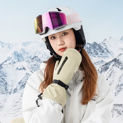 Rękawiczki narciarskie bez palców Full Length rozmiar M wodoodporne - beżowe