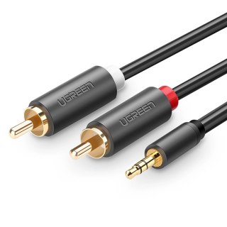 Kabel przewód audio 3.5mm minijack (męski) - 2RCA (męski) 2m - szary