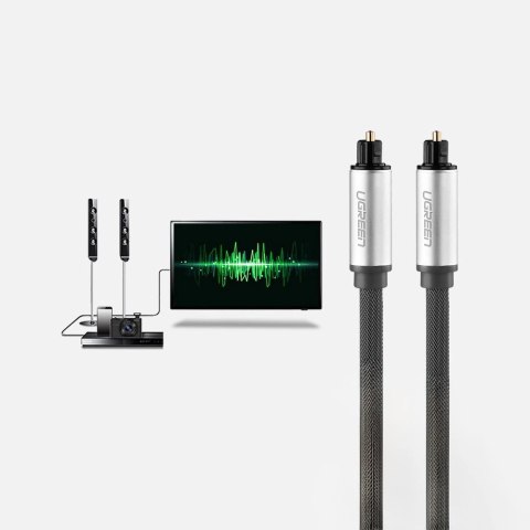 Kabel przewód optyczny audio Toslink SPDIF 2m - szary