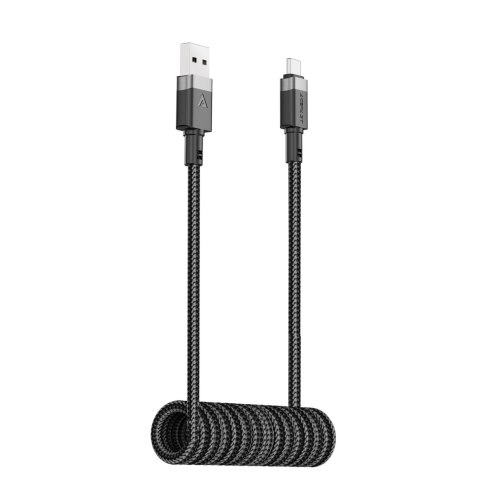 Kabel przewód spiralny USB-A - USB-C 480Mb/s 3A 1.2m - czarny