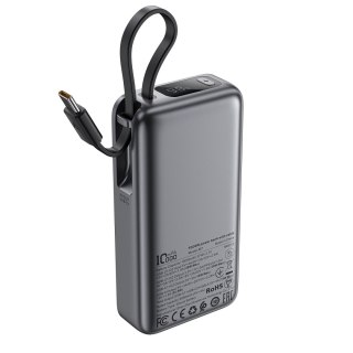Powerbank 10000mAh PD30W z wbudowanym kablem USB-C - czarny