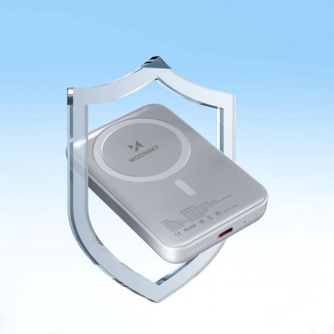 Powerbank magnetyczny 10000 mAh z kablem USB-C 25 cm - biały