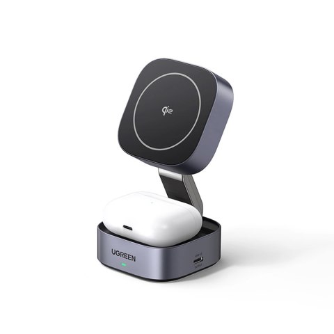 3w1 Ładowarka indukcyjna MagSafe Qi2 USB-C do telefonu słuchawek - czarna